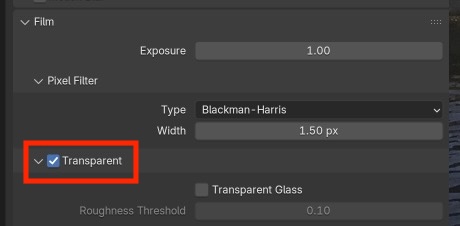 Transparent Render Settings.